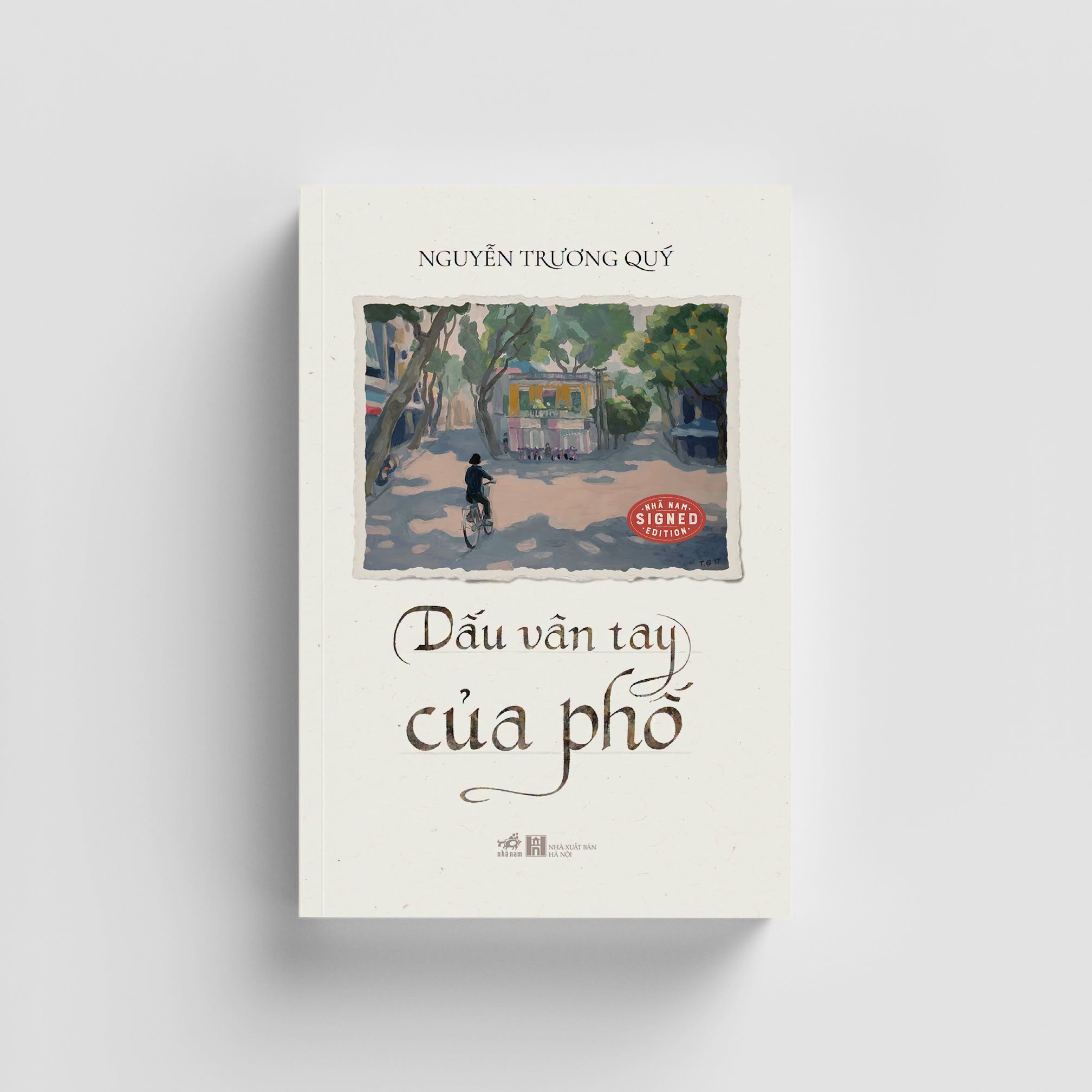 Sách Dấu vân tay của phố trên nền minh họa Hà Nội