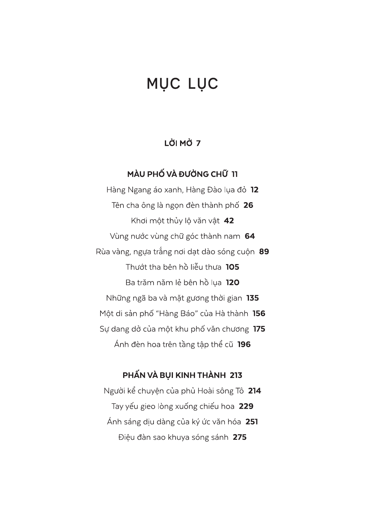 Trang mục lục trong bản đọc thử
